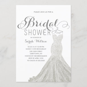 Extravagant Dress White   Bridal Shower Invitation