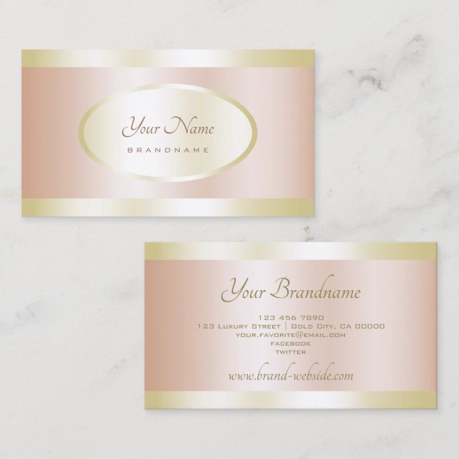 Extravagant Gold and Rose Gold Effect Professional Business Card (Front/Back)