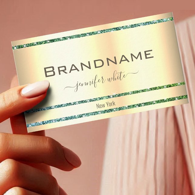 Extravagant Gold Effect Teal Glitter Sparkle Stars Business Card (Creator Uploaded)