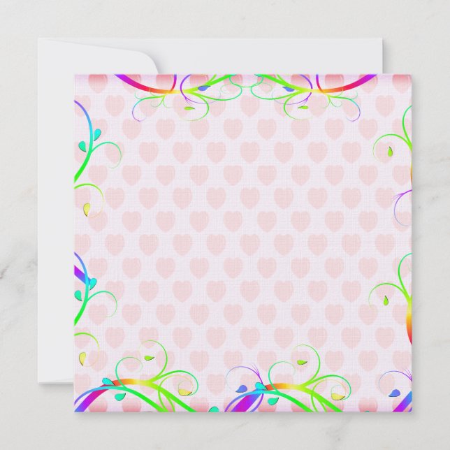 Extravagant Rainbow Flourishes And Pink Hearts (Front)