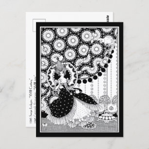 Extravagant Rococo woman Russian Art Nouveau Postcard