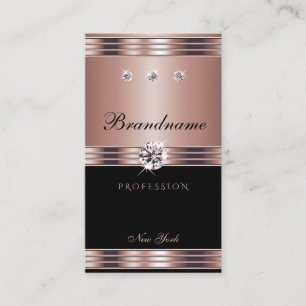 Extravagant Rose Gold Black Dazzling Rhinestones  Business Card