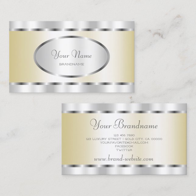 Extravagant Silver and Gold Effect Professional  Business Card (Front/Back)