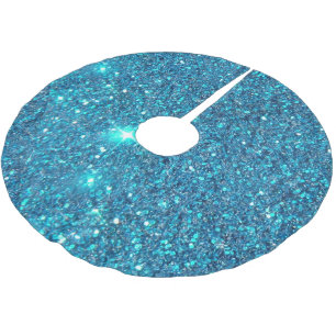 Extravagant Teal Blue Glitter Shine Brushed Polyester Tree Skirt