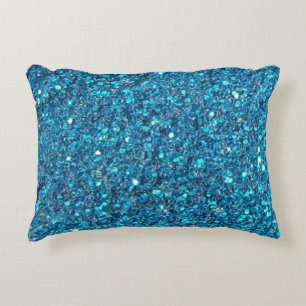 Extravagant Teal Blue Glitter Shine Decorative Cushion