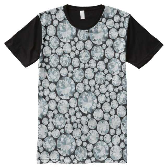 Extravagant white Diamond Pattern All-Over Print T-Shirt (Front)