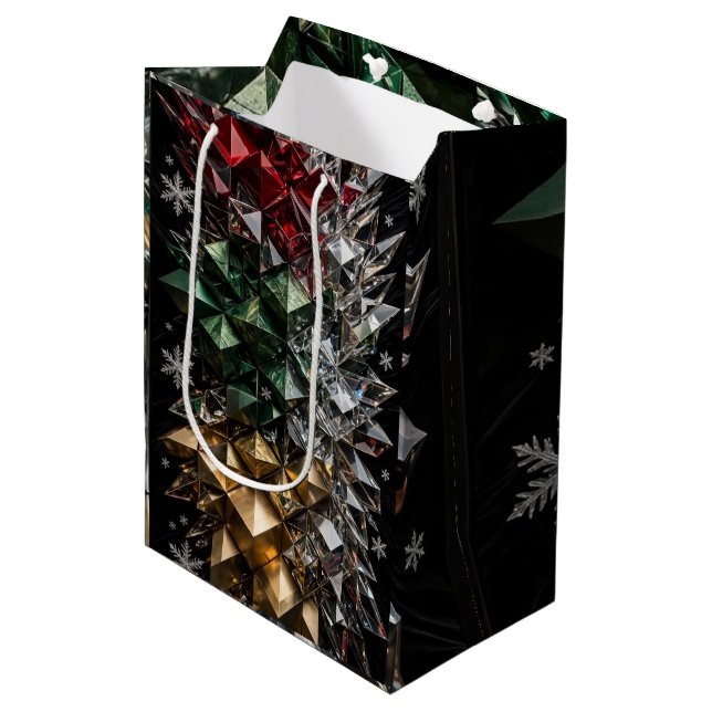 Extreme 3D Mosaic Christmas Tree Abstract  Medium Gift Bag (Front Angled)