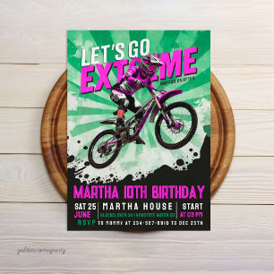 Extreme BMX Bike Girl Birthday - Dirt Bike Invitation