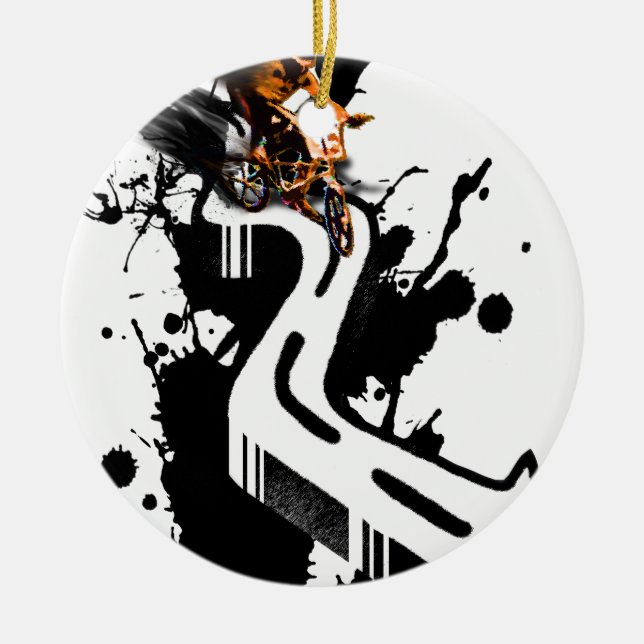 Extreme BMX Rider Ceramic Tree Decoration (Front)