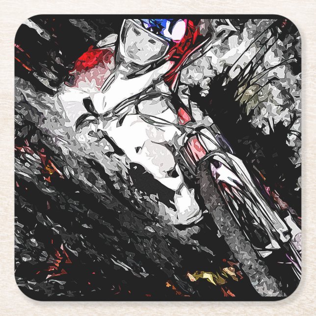 Extreme BMX Rider - Mountain Bike Racer   Square Paper Coaster (Front)