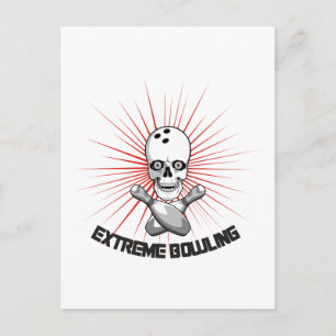 Extreme Bowling Skull & Cross Pins Postcard