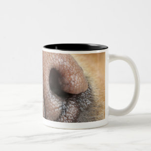 Extreme close-up of a dog nose. Two-Tone coffee mug