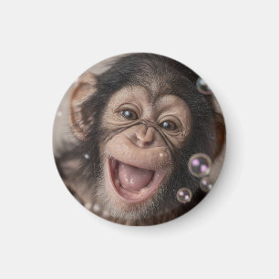 Extreme Close-Up of Happy Baby Chimpanzee Magnet