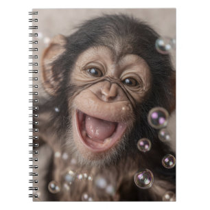 Extreme Close-Up of Happy Baby Chimpanzee Notebook