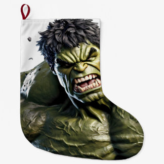 Extreme Close-Up of the Enraged Hulk Large Christmas Stocking