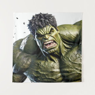 Extreme Close-Up of the Enraged Hulk Tapestry