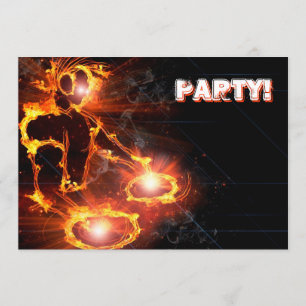 Extreme cool Flaming DJ party invitation. Invitation