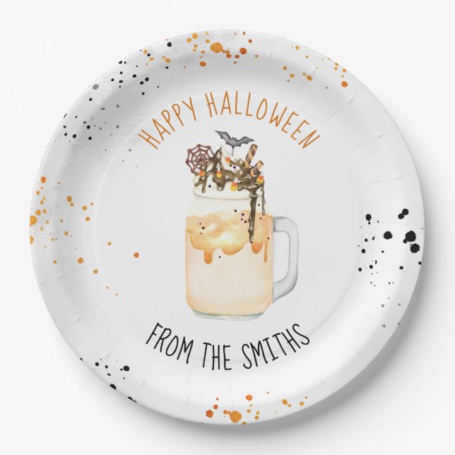 Extreme Crazy Milkshake Halloween Trick Or Treat Paper Plate (Front)