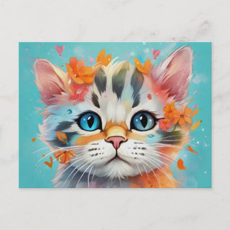 Extreme Cute Watercolor Cat # 1 Postcard