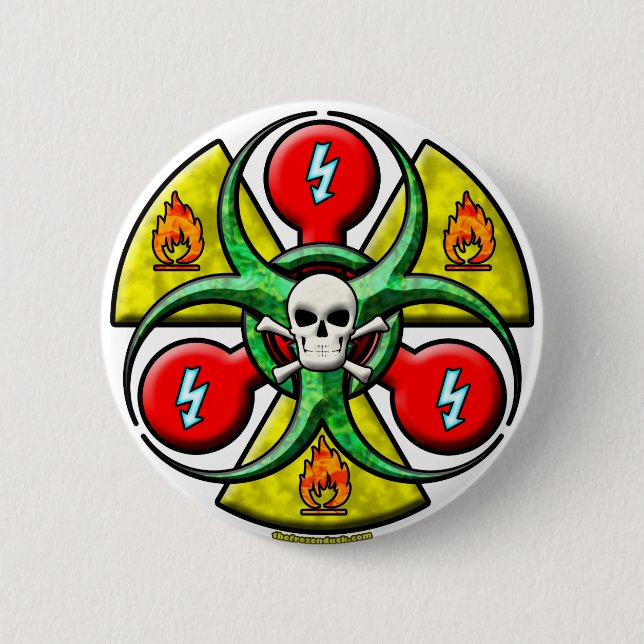 Extreme Danger Warning 6 Cm Round Badge (Front)