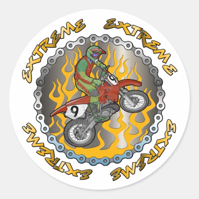 Extreme Dirtbike Classic Round Sticker (Front)