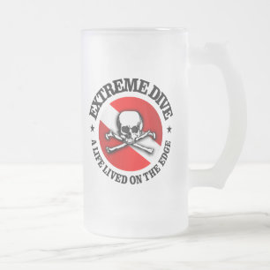 Extreme Dive (Skull) Frosted Glass Beer Mug