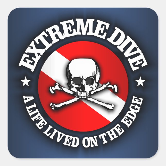 Extreme Dive (Skull) Square Sticker (Front)
