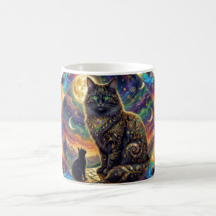 Extreme Fantasy Image of 2 Cats In Sci Fi Setting Coffee Mug