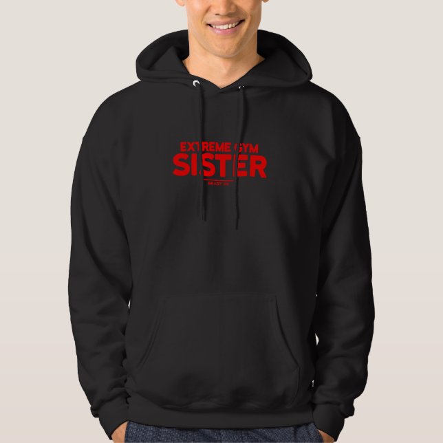 Extreme Gym Sister Women Workout Red Fitness Train Hoodie (Front)