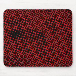 Extreme Half Tone - Black on Red Mouse Mat