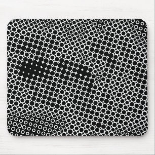 Extreme Half Tone - Black on White Mouse Mat