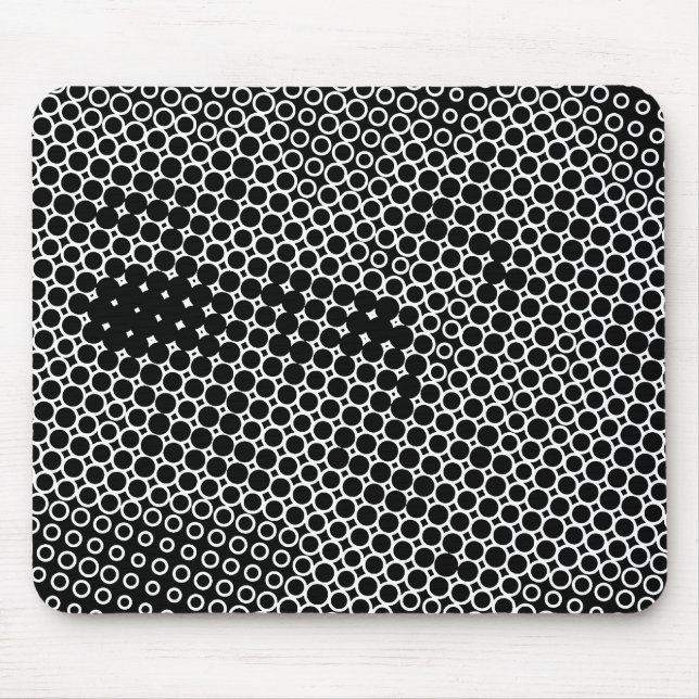 Extreme Half Tone - Black on White Mouse Mat (Front)