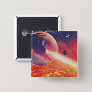 Extreme Hot Air Balloon on Volcanic Hellscape 15 Cm Square Badge