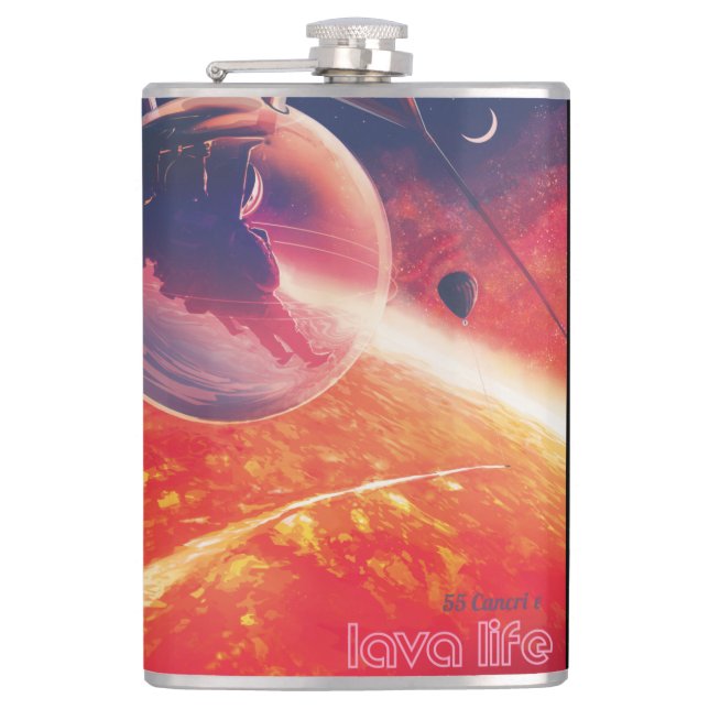Extreme Hot Air Balloon on Volcanic Hellscape Hip Flask (Front)