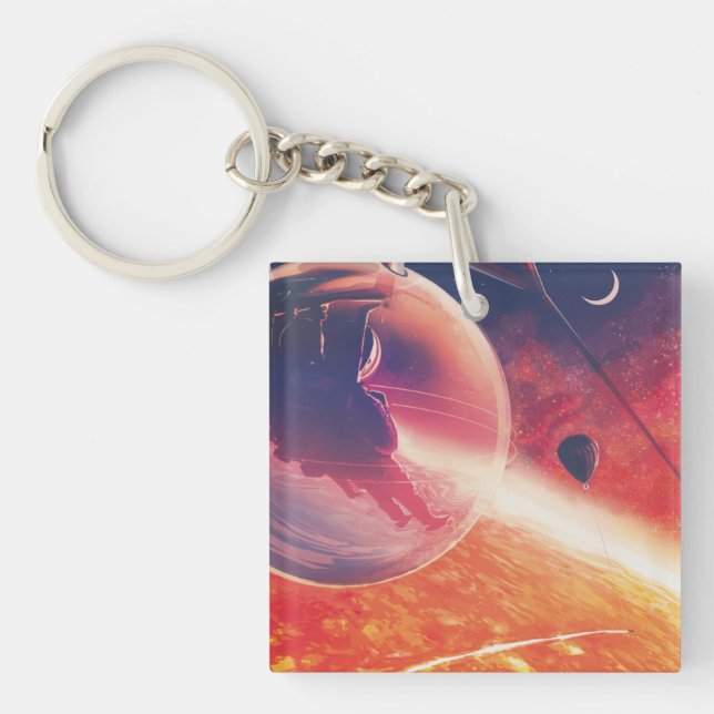 Extreme Hot Air Balloon on Volcanic Hellscape Key Ring (Front)