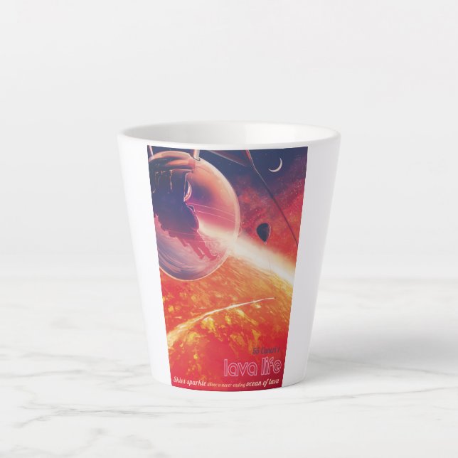 Extreme Hot Air Balloon on Volcanic Hellscape Latte Mug (Front)
