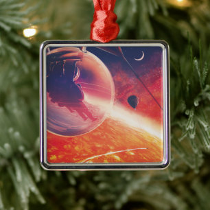 Extreme Hot Air Balloon on Volcanic Hellscape Metal Tree Decoration
