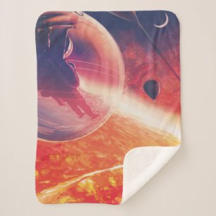 Extreme Hot Air Balloon on Volcanic Hellscape Sherpa Blanket