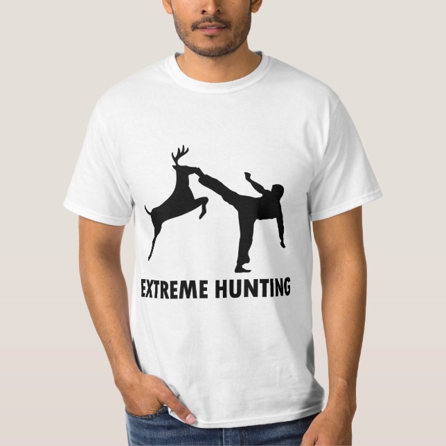 Extreme Hunting Deer Karate Kick T-Shirt (Front)