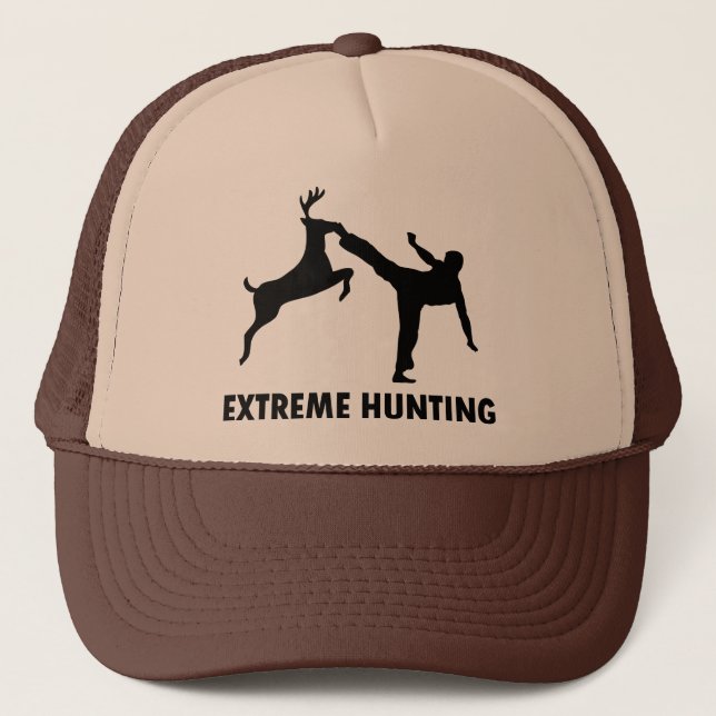 Extreme Hunting Deer Karate Kick Trucker Hat (Front)