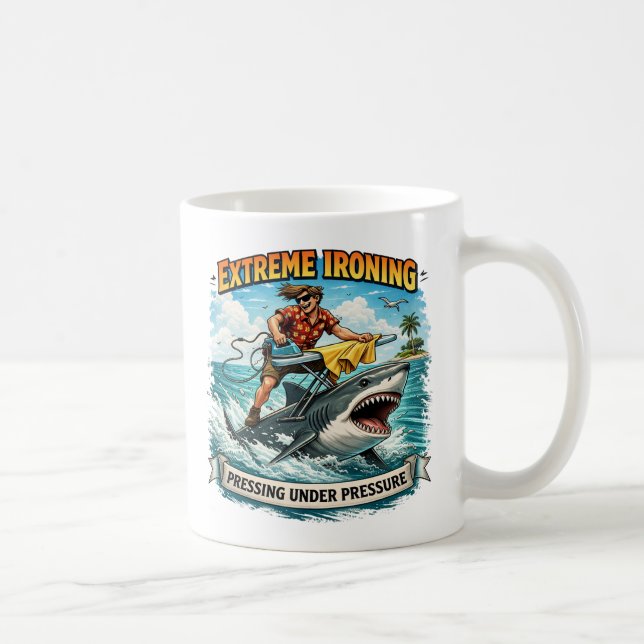 Extreme Ironing Shark Mug (Right)