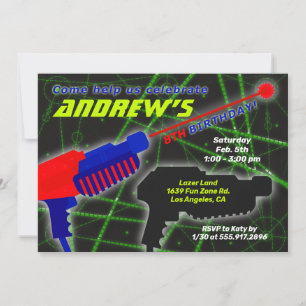 Extreme Laser Tag Boy's Birthday Party Invitation