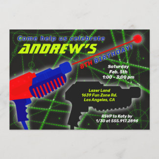Extreme Laser Tag Boy's Birthday Party Invitation
