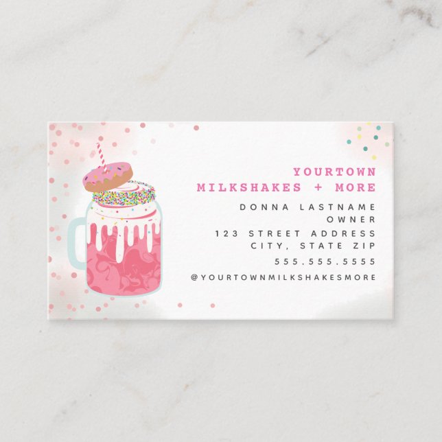Extreme Milkshake Pink Doughnut Sprinkles Business Card (Front)