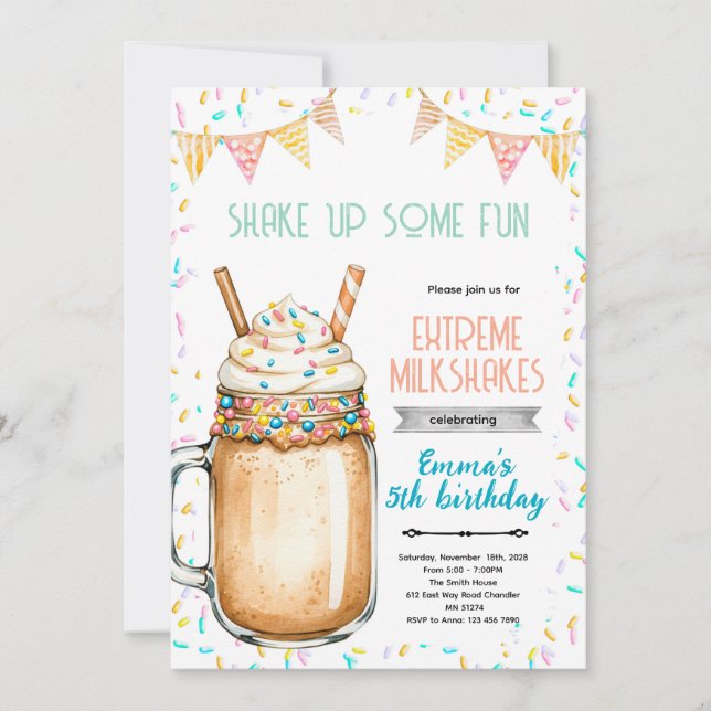Extreme Milkshakes Birthday Party Invitation (Front)