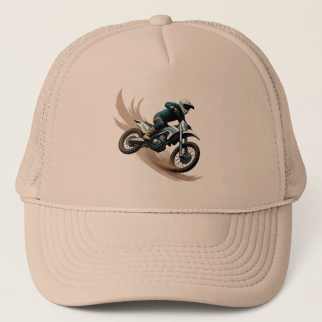 Extreme Motocross Rider Feel the Thrill Tee Trucker Hat (Front)