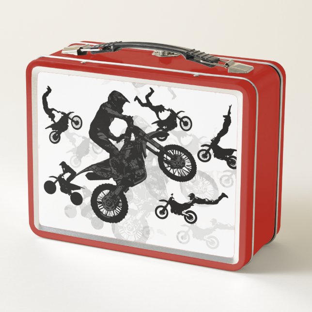 Extreme Motocross Stunts Metal Lunch Box (Back)