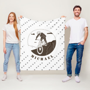 Extreme Mountain Biking Cycling Star Cyclist Name Fleece Blanket