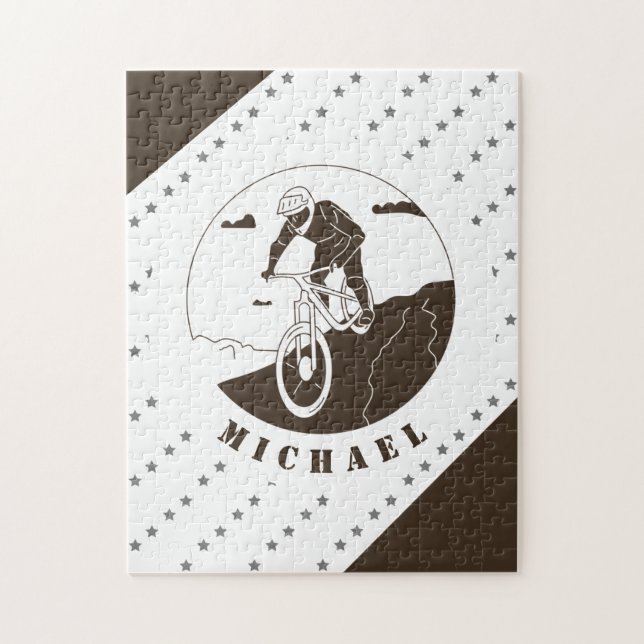Extreme Mountain Biking Cycling Star Cyclist Name  Jigsaw Puzzle (Vertical)