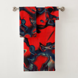 Extreme red spots on grey edges a dark background bath towel set